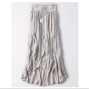 AE Striped High-Waisted Midi Skirt